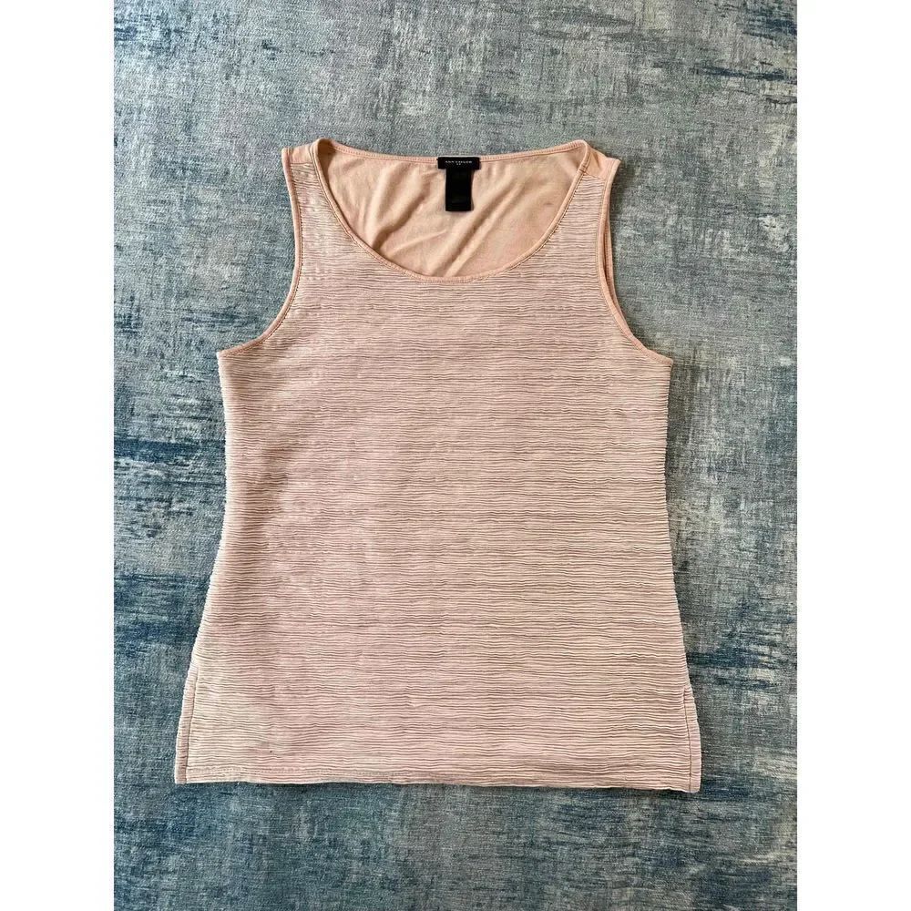 Ann Taylor Pink Textured Stripes Tank Top Small
